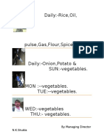 Daily grocery and vegetable shopping list by department