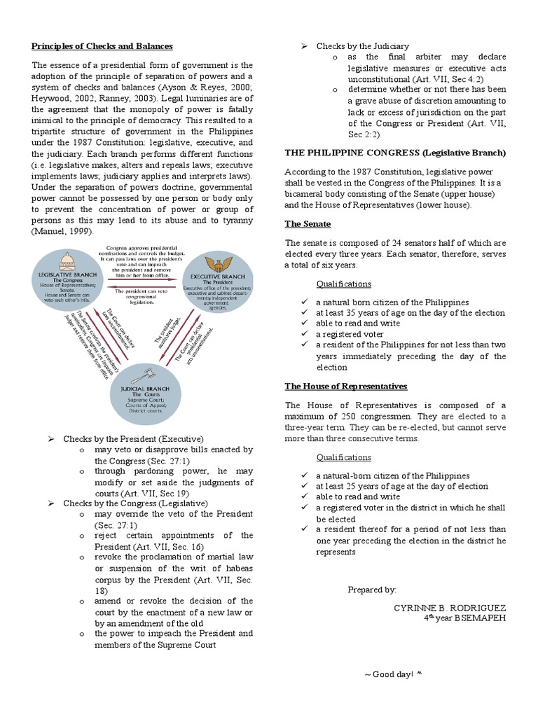 Principles of Checks and Balances | PDF | Separation Of Powers | Veto