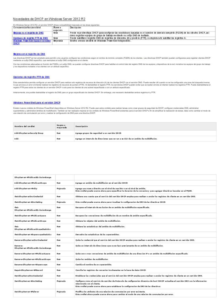 Novedades de DHCP en Windows Server 2012 R2 | PDF | sistema de nombres ...