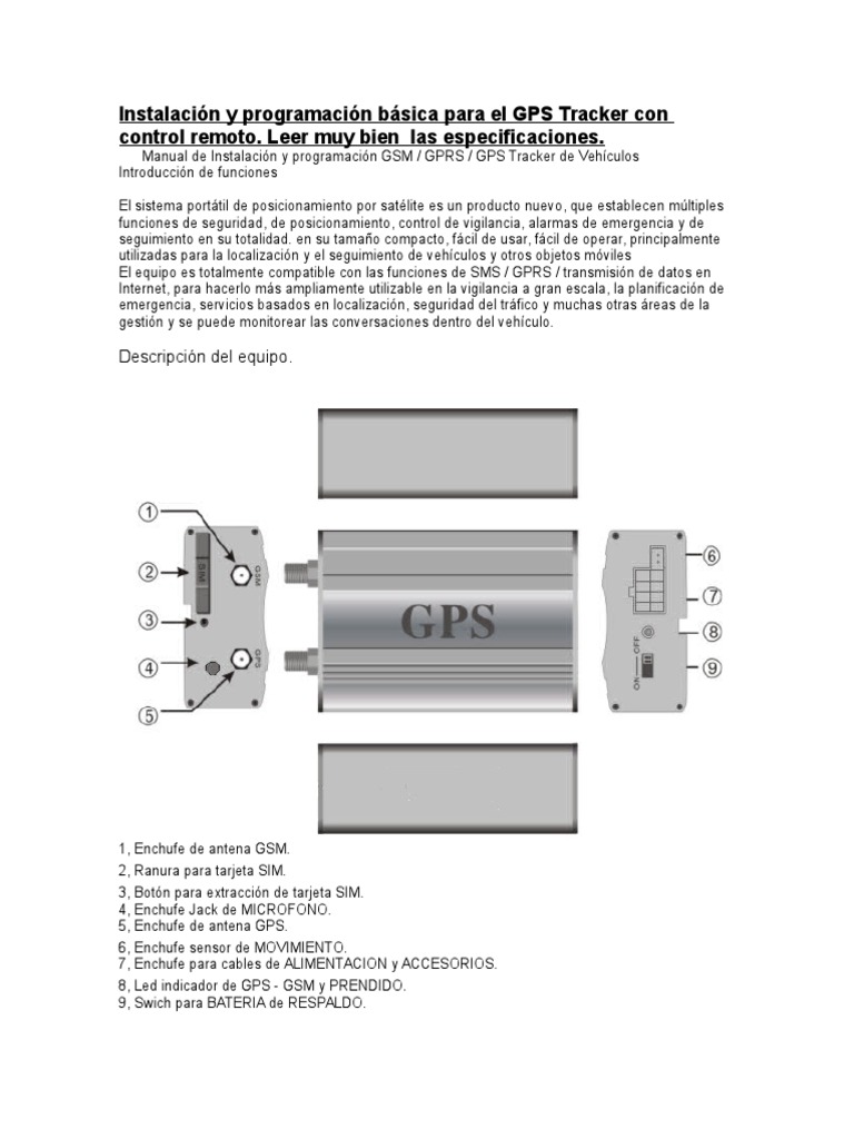 Manual Gps Tracker Tk103 Español Descargar gratis PDF Gsm paquete