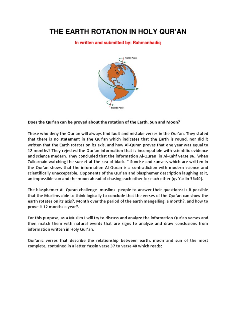 Rotation of Earth in Holy Qur'an | PDF | Moon | Quran