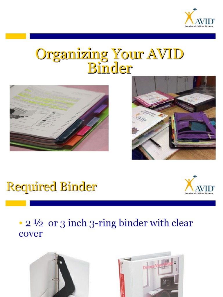Organizing Your Binder Portfolio Pdf Schools Further Education