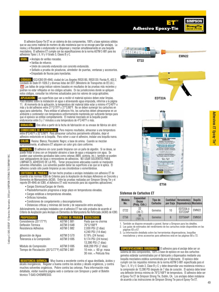 Simpson Epoxy Tie Et 22 PDF