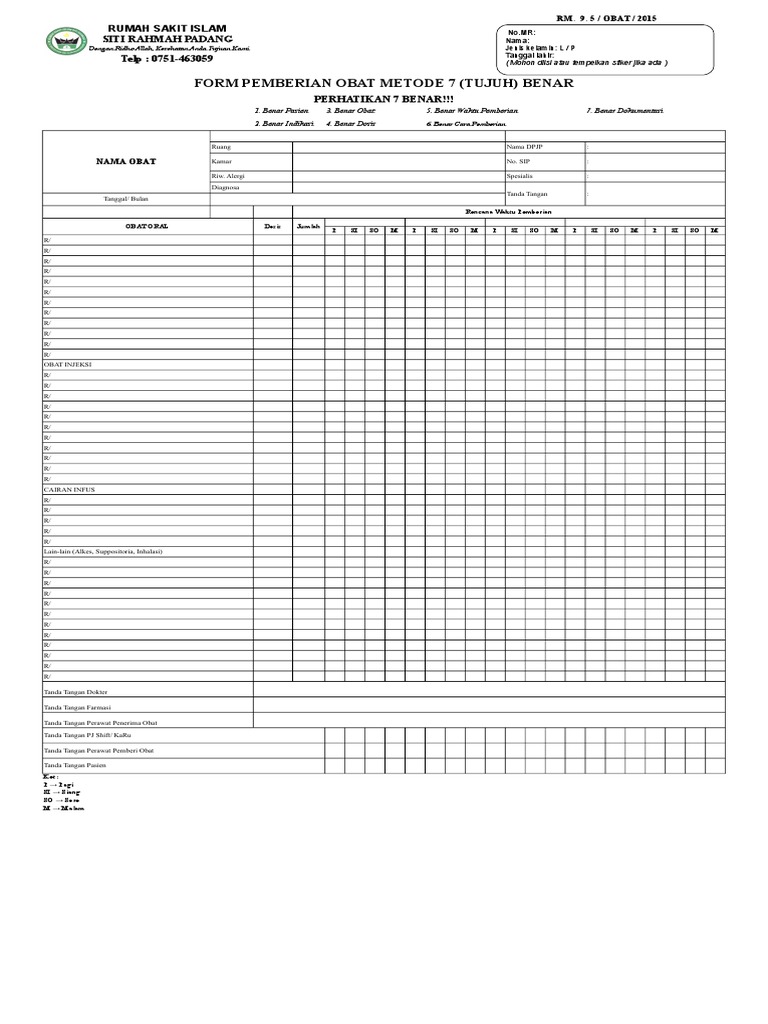 Form Pemberian Obat 7 Benar | PDF | Kesehatan Holistik