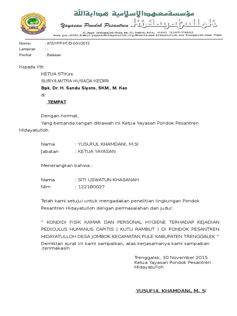 Surat Balasan Penelitian