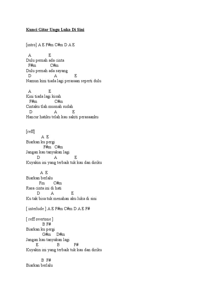 Kunci Gitar Ungu Luka Di Sini
