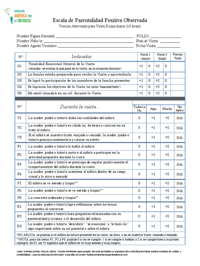 Escala De Parentalidad Positiva Observada Pdf Ciencias Del