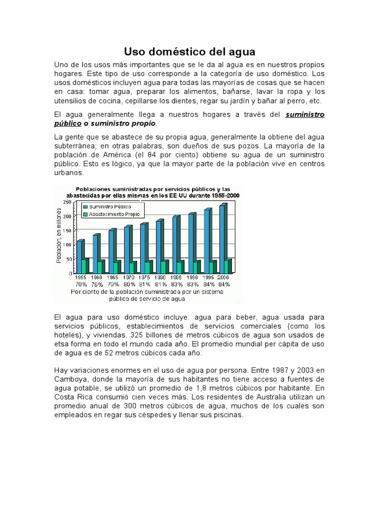 Usos domésticos del agua en el hogar | PDF | Riego | Materiales ...