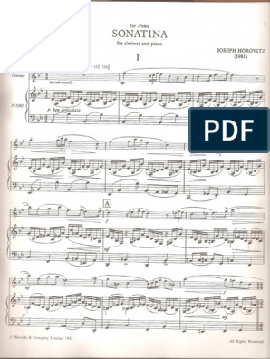 casado Persuasivo Asimilar Horovitz Sonatina For Clarinet and Piano | PDF