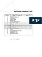 Material Required For Environmental Engineering Lab Experiments