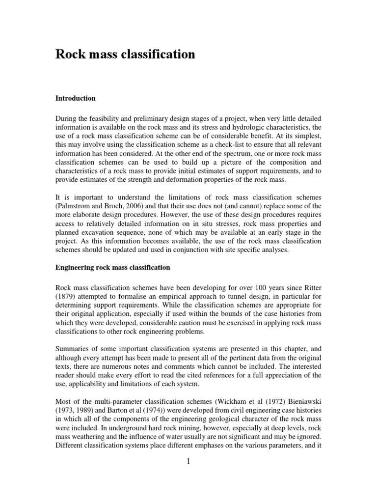 Rock Mass Classification Overview | PDF | Structural Geology | Geology