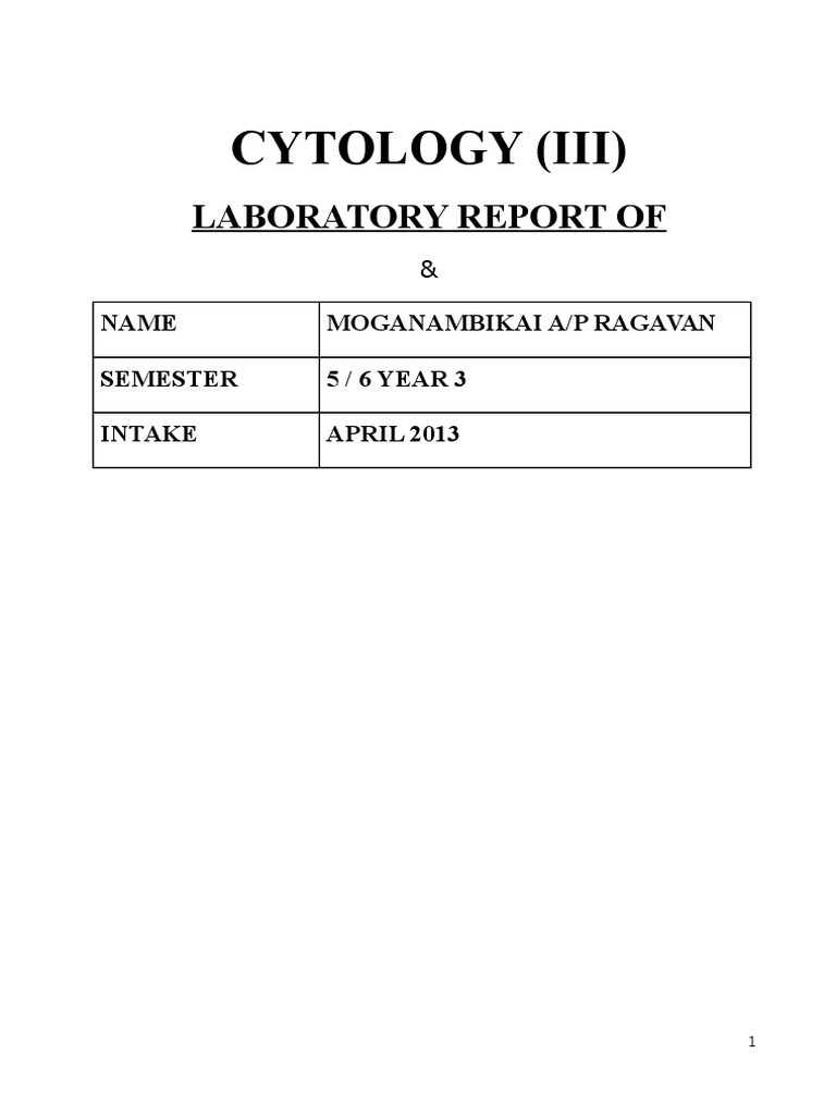 Cytology 3 Report Cytopathology Pathology