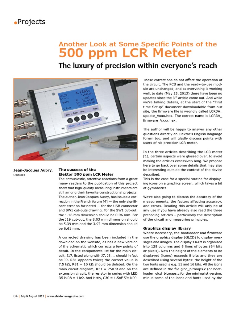 LCRMeter Elektor PDF Amplifier Accuracy And Precision