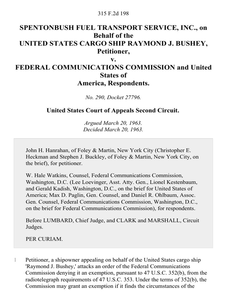 Spentonbush Fuel Transport Service, Inc., On Behalf of The United