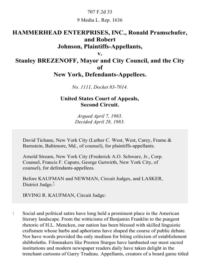 Hammerhead Enterprises, Inc., Ronald Pramschufer, and Robert Johnson v