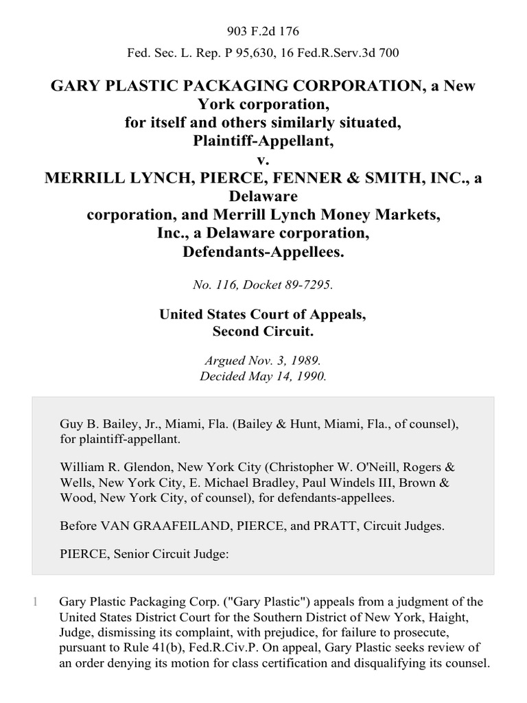 Gary Plastic Packaging Corporation, a New York Corporation, for Itself