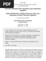 Fonar Corporation, Plaintiff-Counter-Defendant-Appellant v. Robert Domenick, Magnetic Resonance Plus, Inc., Defendants-Counter-Claimants-Appellees, 105 F.3d 99, 2d Cir. (1997)