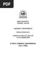 Anna University - Chemical Engineering Syllabus