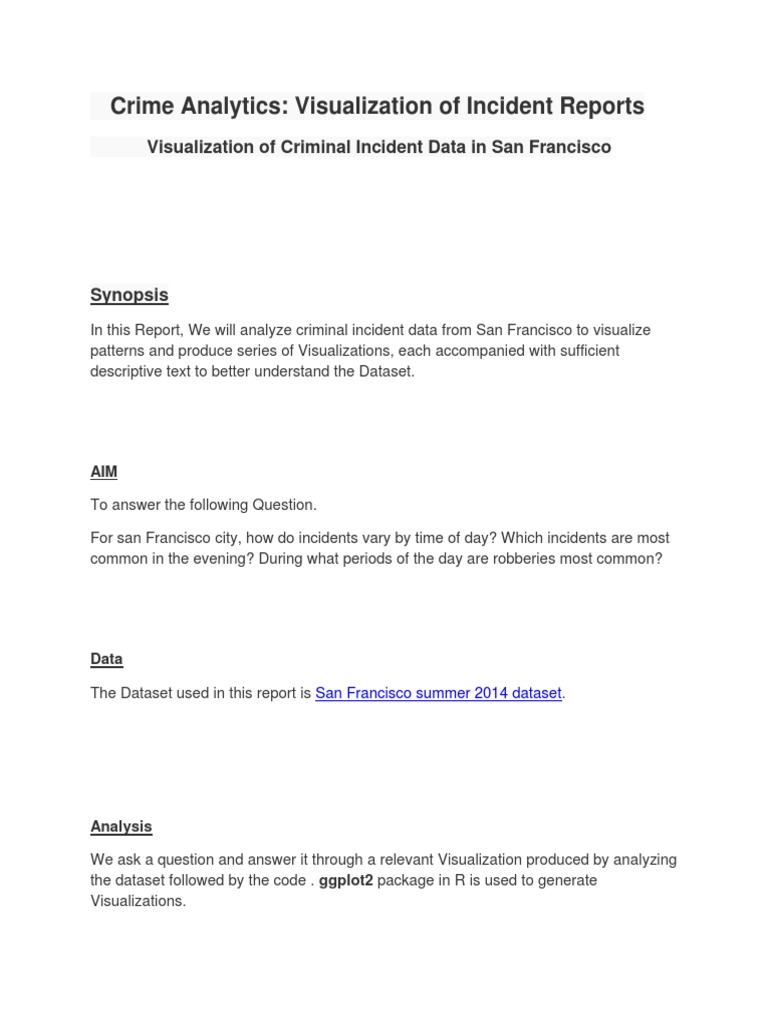 San Francisco Crime Data Visualization | PDF | Robbery | Cartesian ...