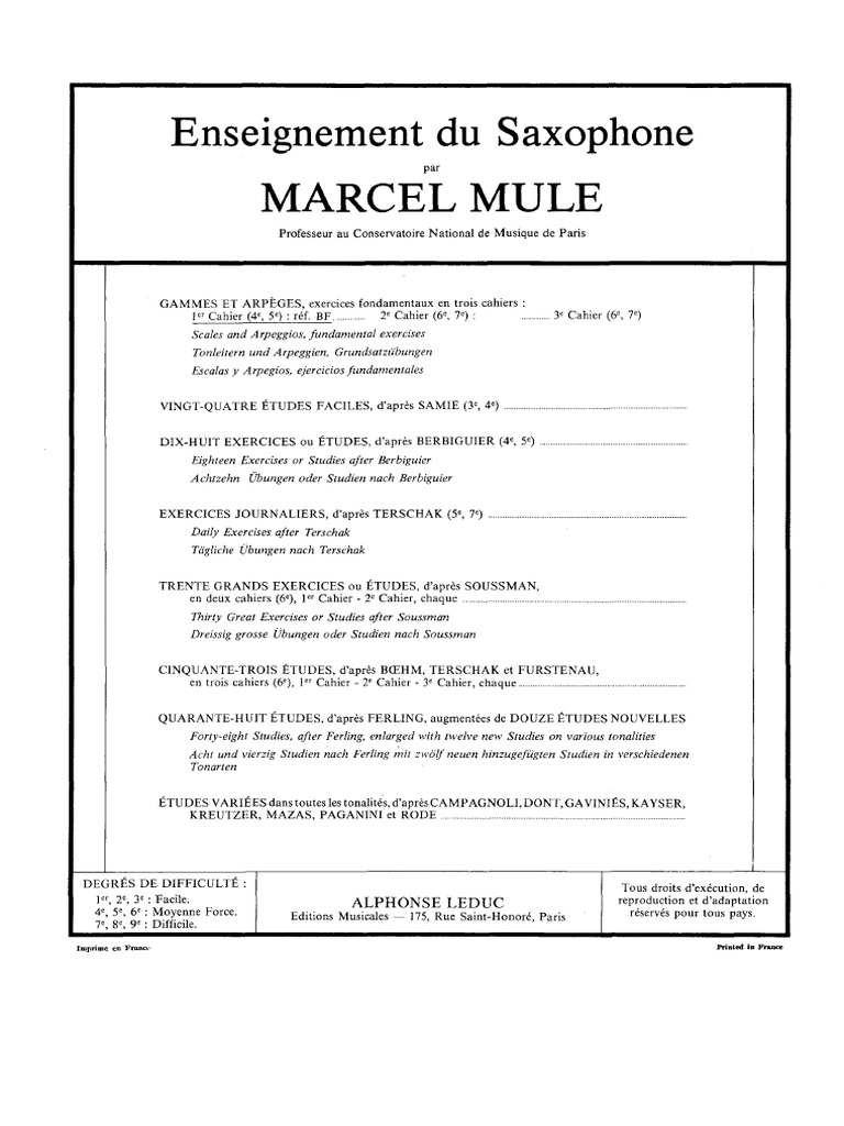 Marcel Mule Gammes Et Arpeges Pour Saxophone PDF PDF