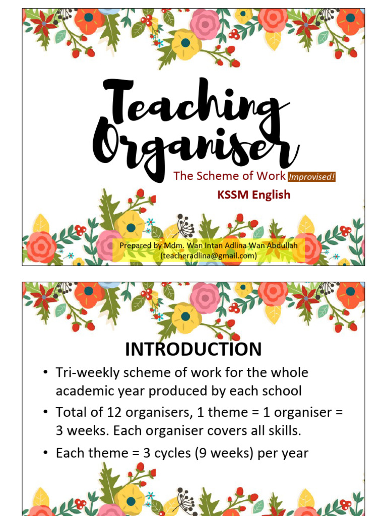 KSSM English Form 1 Teaching Organiser Overview ...