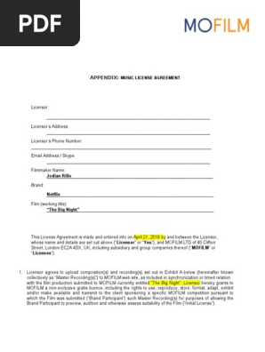 Music Score Release Form