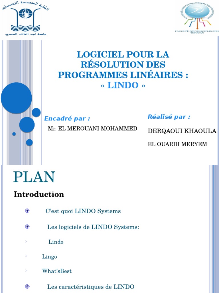Logiciel LINDO pour l'optimisation linéaire | PDF | Optimisation ...