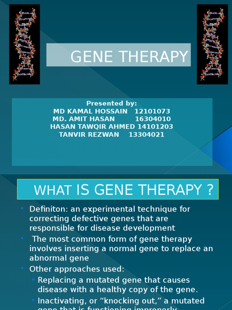 Gene Therapy Presentation Pdf Gene Therapy Viral Vector