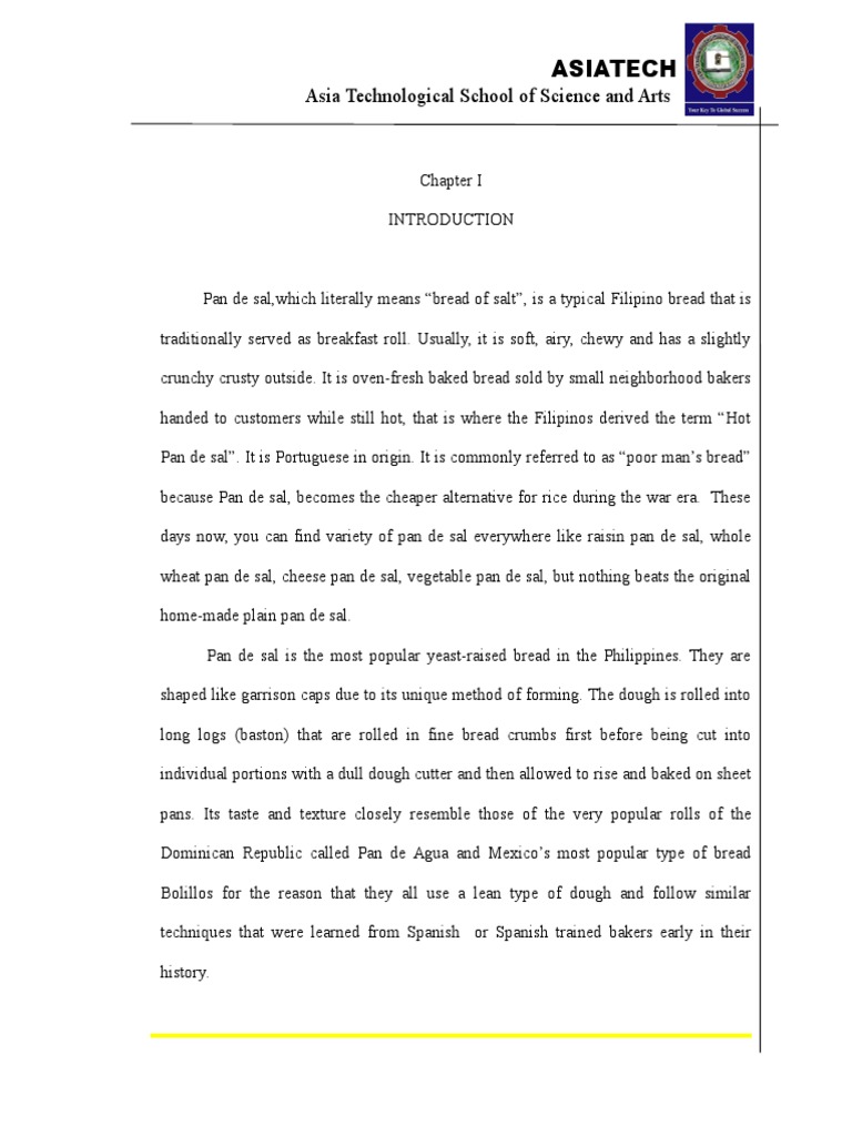 Feasibility Study Chapter 1 To 3 PDF Breads Baking