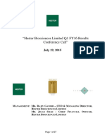 Hester Biosciences Limited Q1 FY16 Results Conference Call