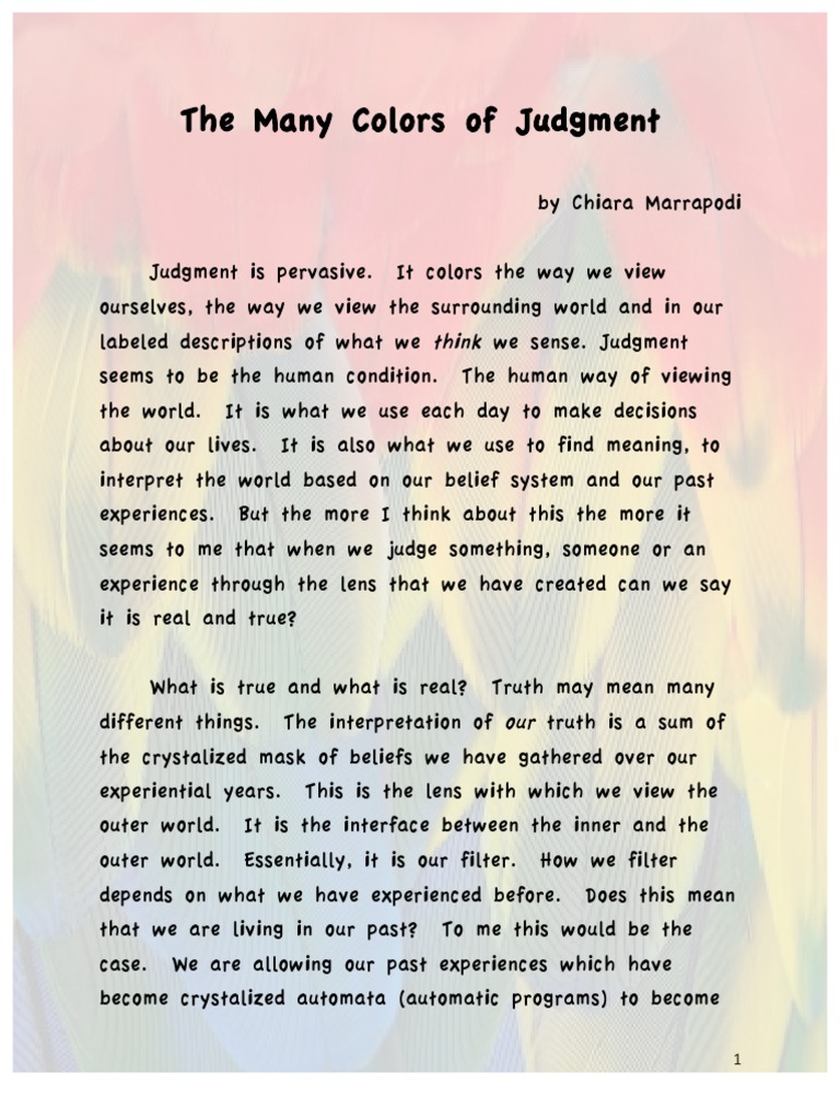The Colors of Judgment | PDF | Thought | Self