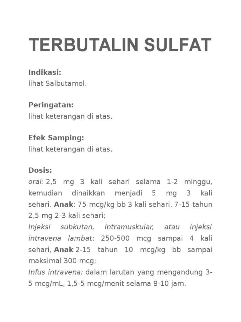 Dosis dan Efek Samping Terbutaline | PDF