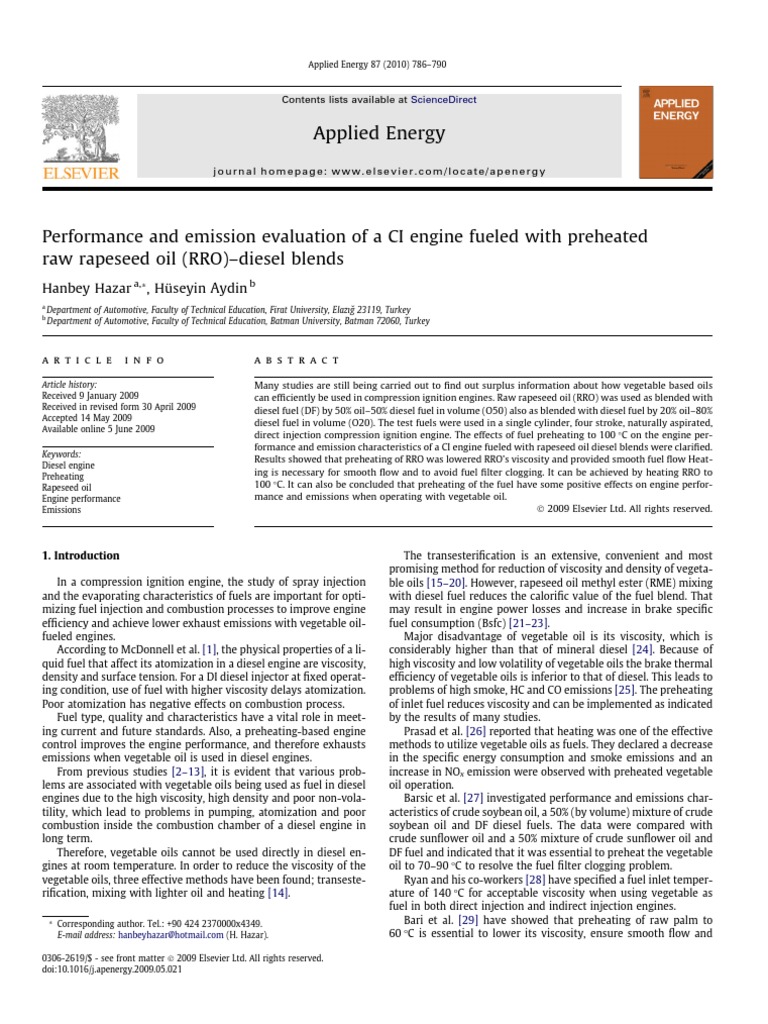 Performance and Emission Evaluation of A CI Engine Fueled With ...
