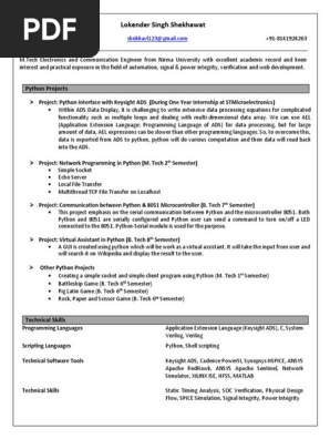 Lokender Shekhawat python Resume