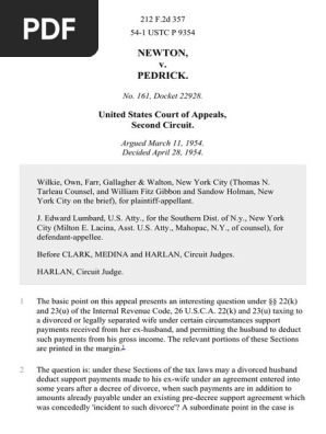 Newton v. Pedrick, 212 F.2d 357, 2d Cir. (1954)