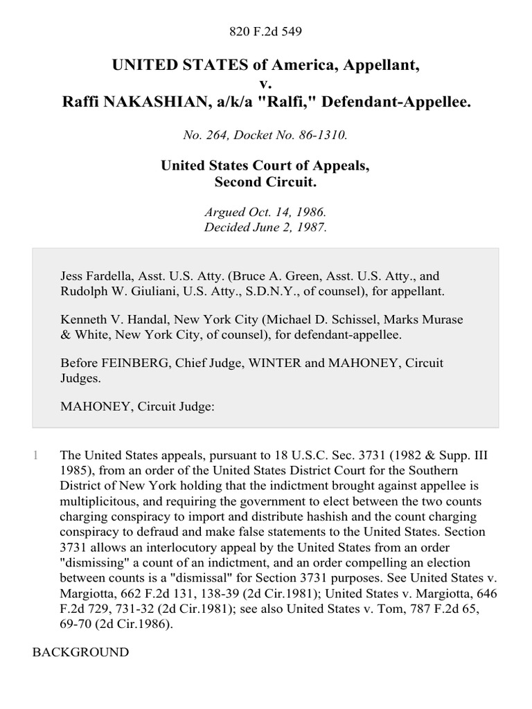 United States v. Raffi Nakashian, A/K/A "Ralfi,", 820 F.2d 549, 2d Cir