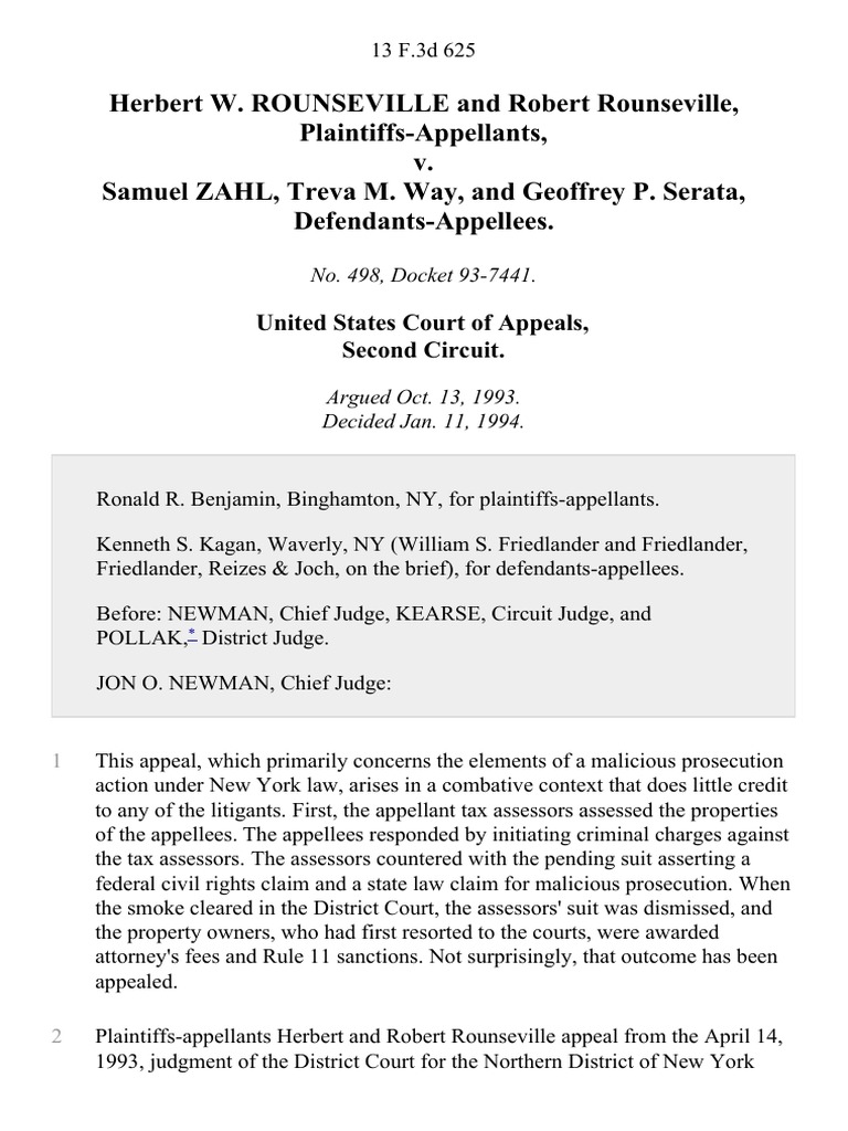 Herbert W. Rounseville and Robert Rounseville v. Samuel Zahl, Treva M ...