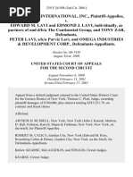 Powerserve International, Inc. v. Edward M. Lavi and Edmond J. Lavi, Individually, as Partners of and D/B/A the Continental Group, and Tony Zar, Peter Lavi, A/K/A Parviz Lavi, and Omega Industries & Development Corp., 239 F.3d 508, 2d Cir. (2001)