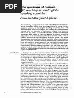 Alptekin, C., & Alptekin, M. (1984). the Question of Culture EFL Teaching in Non-English Speaking Countries