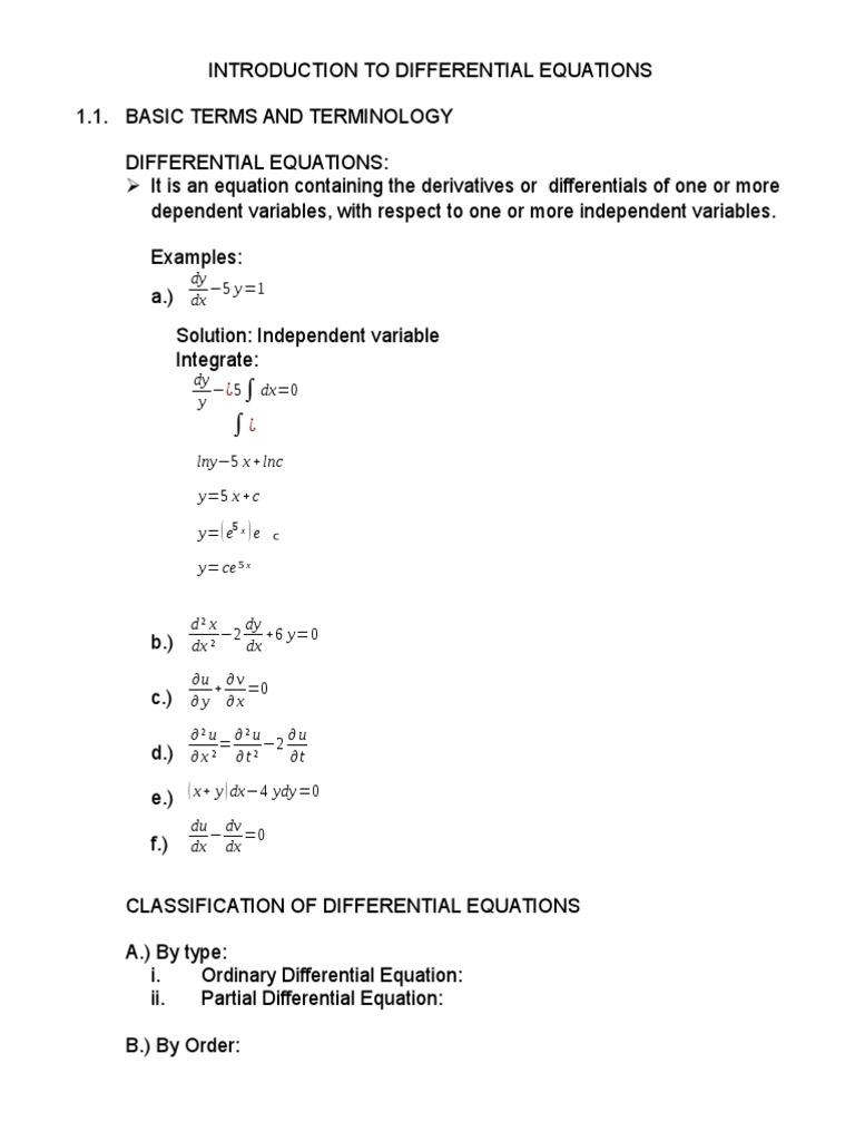 Introduction to Differential Equations | PDF | Force | Equations