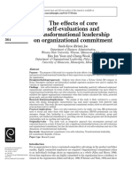 The Effects of Core Self-Evaluations and Transformational Leadership On Organizational Commitment