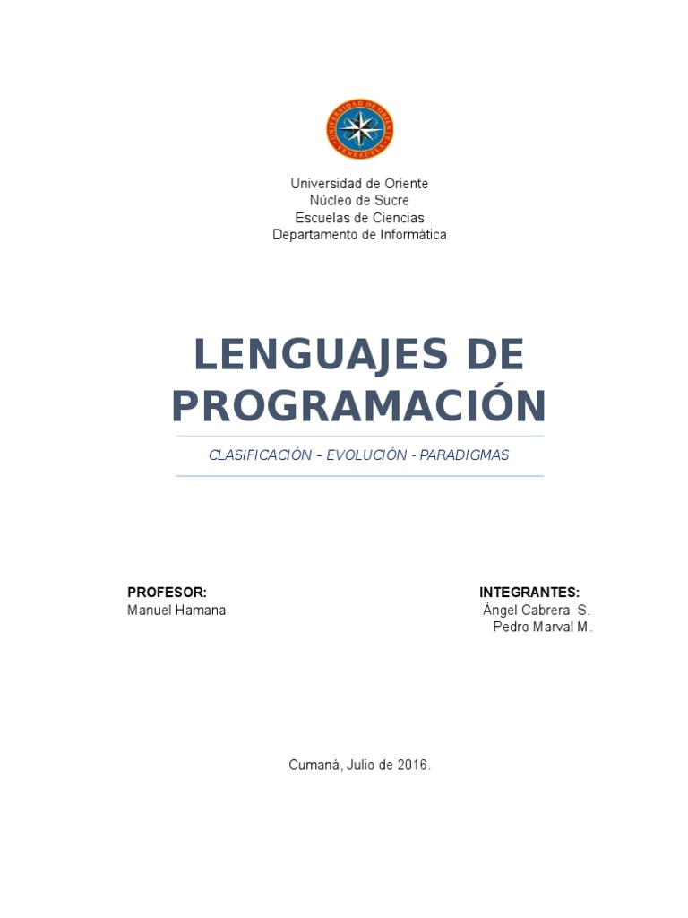 Evolucion y Clasificacion de Los Lenguajes de Programacion | PDF ...