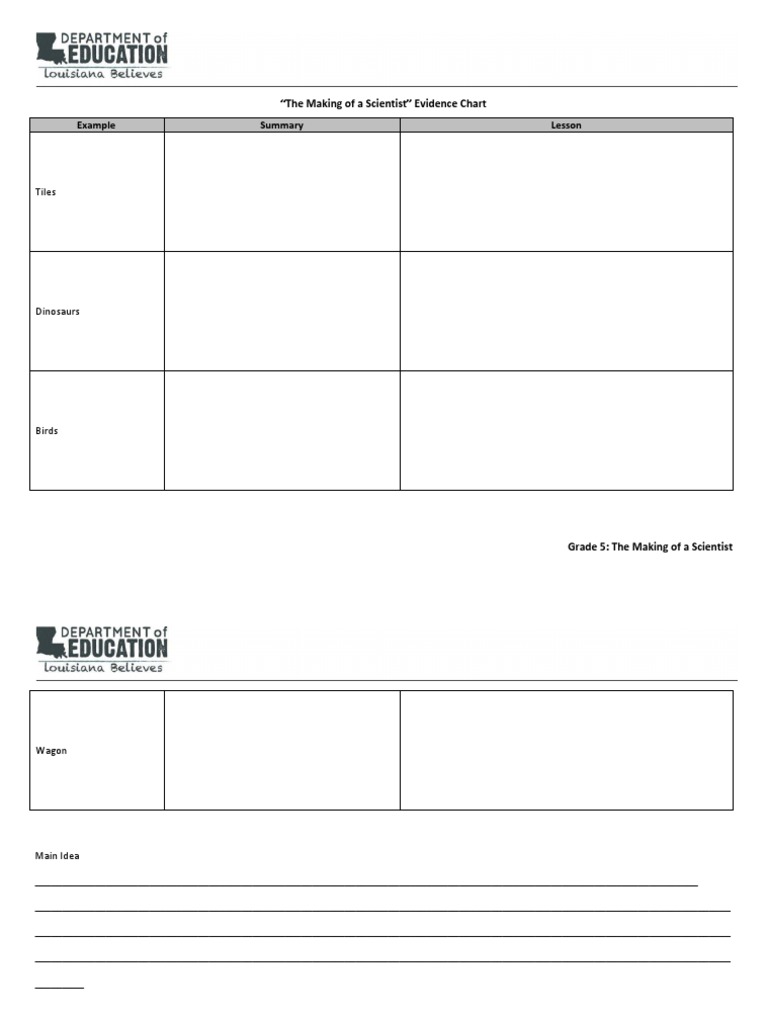 Scien l3 Evidence Chart Blank | PDF | Career & Growth | Science ...