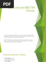 Excess 64 and IEEE 754 Format