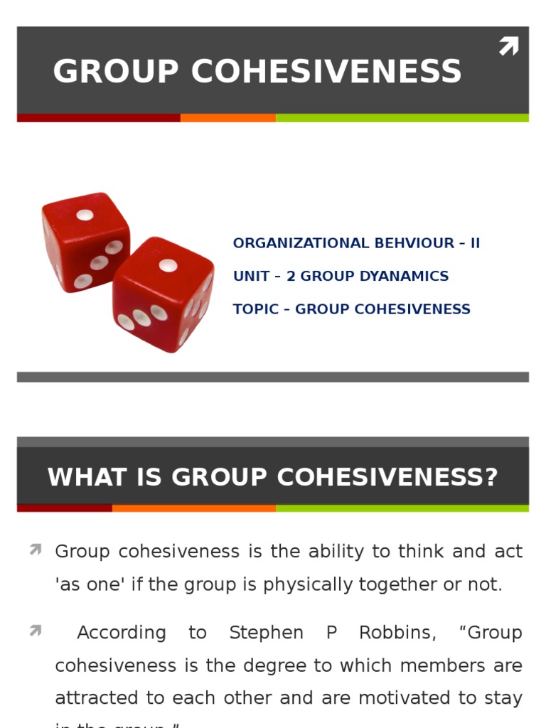 Unit 2 Group Cohesiveness (GROUP DYNAMICS) PDF Group Cohesiveness