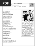 Atividade Com a Música QUASE SEM QUERER