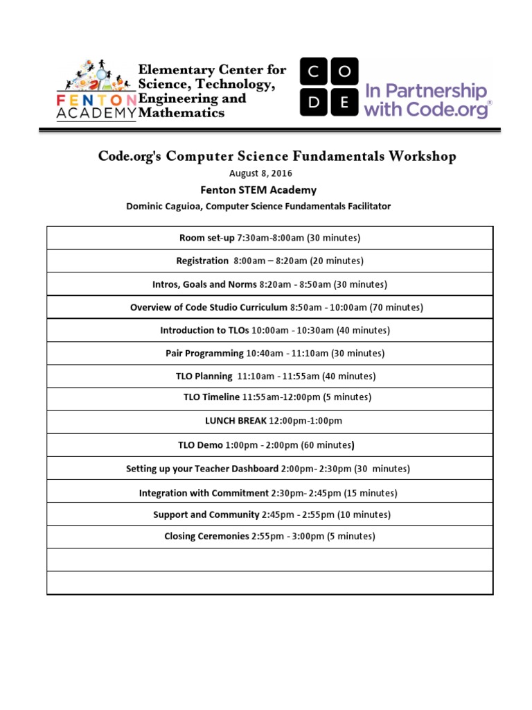 Code Workshop Agenda | PDF