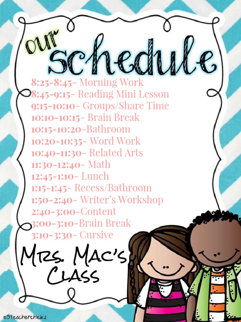 Mrs. Mac's Daily Class Schedule | PDF | Language Arts & Discipline ...