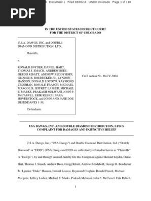 USA Dawgs v. Snyder Complaint | Conspiracy (Civil) | Lawsuit USA Dawgs v. Snyder Complaint | Conspiracy (Civil) | Lawsuit