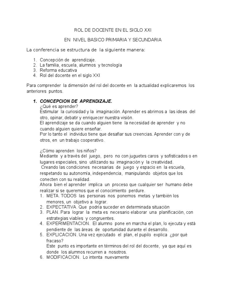 Rol de Docente en El Siglo Xxi | PDF
